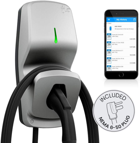 FLO Home X5 Tungsten - Level 2 Electric Vehicle (EV) Smart Charging Station - 240 Volt, 30 Amp - Safety Certified - 25 ft Cable - Indoor or Outdoor - 5-Yrs Warranty